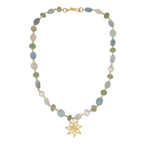 025158_14. Dulong halskæde piccolo, aqua PIC5-A2524-51.