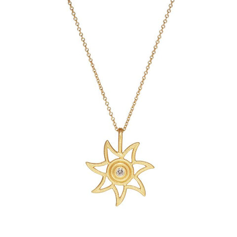 Dulong Sun vedhæng Stor, 18k guld m. brillanter