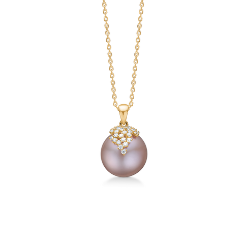 Mads Z. CHLOÉ vedhæng, 14 kt. guld m. 0,19 ct. W.SI & kulturperle