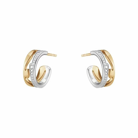 Georg Jensen | 20001151 | FUSION åbne øreringe - 18kt hvidguld & rosaguld