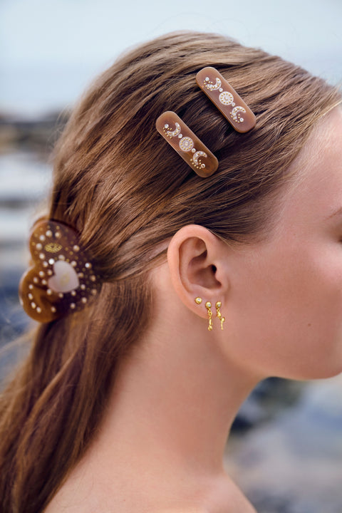 Maanesten Moonphase hårspænde, Mocha