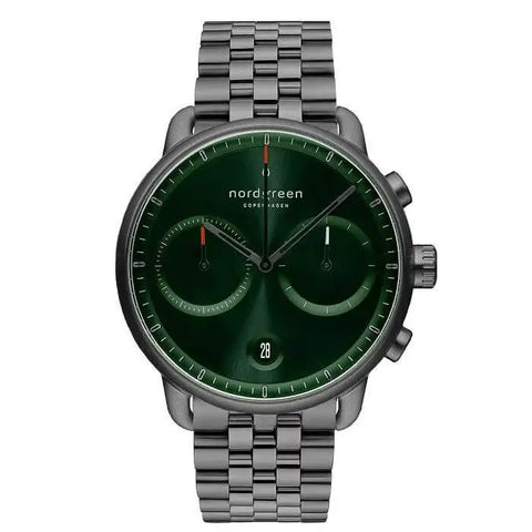 PIONEER - 42mm - 5-link - gun metal, grøn skive