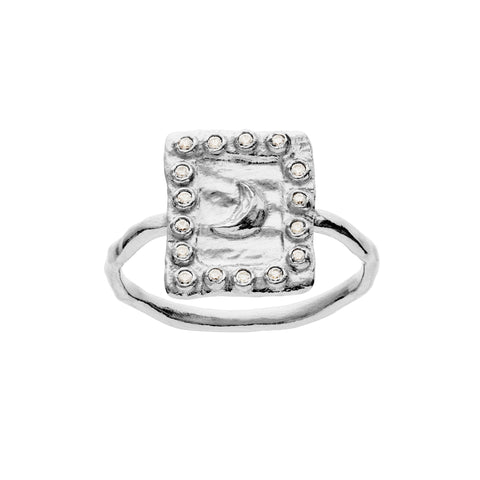 Aida_ring_silver_a. Aida ring i sølv fra maanesten. med måne og zirkonia