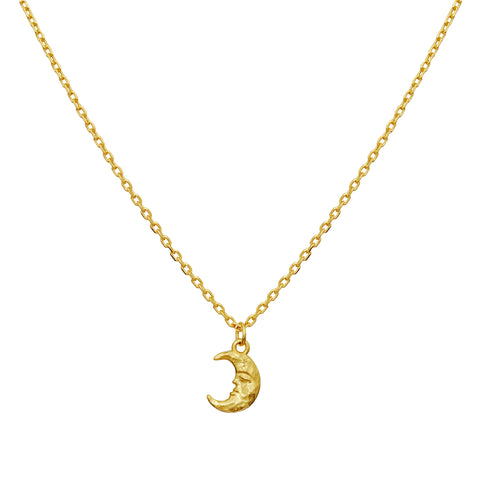 Aila_necklace_gold_b. Aila halskæde i forgyldt sølv fra Maanesten. Med månevedhæng