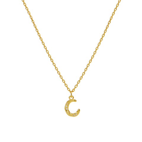 Maanesten Alphabet halskæde "C", Forgyldt sølv