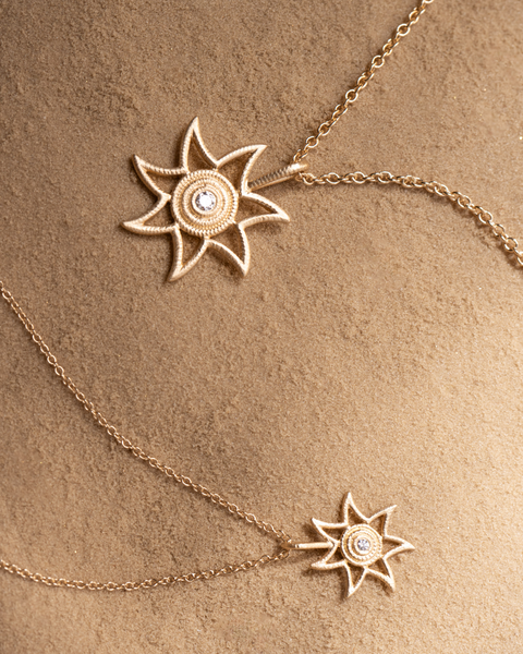 Dulong Sun vedhæng Stor, 18k guld m. brillanter