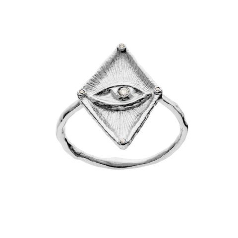 Harlekin_ring_silver_a. Harlekin ring i sølv fra Maanesten. øje med zirkonia