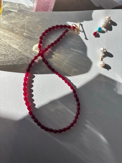 Stine A Love Drop halskæde, Burgundy