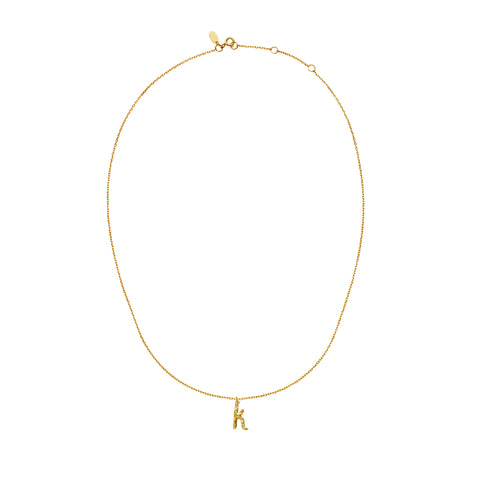 Maanesten Alphabet halskæde "K", Forgyldt sølv