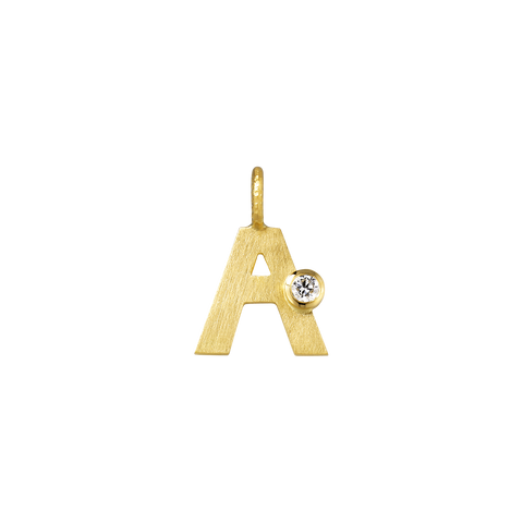 Dulong Letter vedhæng - A, lille guld m. brillant