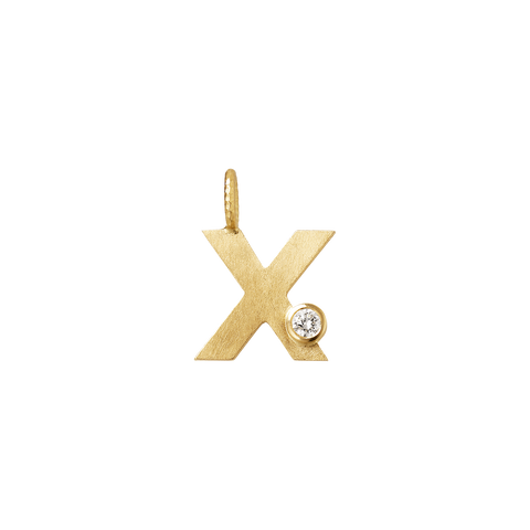 Dulong Letter vedhæng - X, lille guld m. brillant