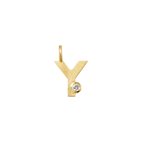 Dulong Letter vedhæng - Y, lille guld m. brillant