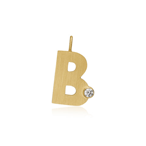 Dulong Letter vedhæng - B, stor guld m. brillant