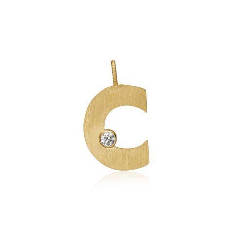 Dulong Letter vedhæng - C, stor guld m. brillant