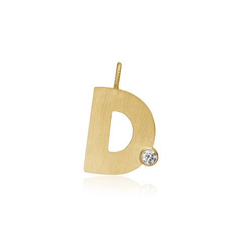 Dulong Letter vedhæng - D, stor guld m. brillant