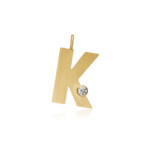 Dulong Letter vedhæng - K, stor guld m. brillant