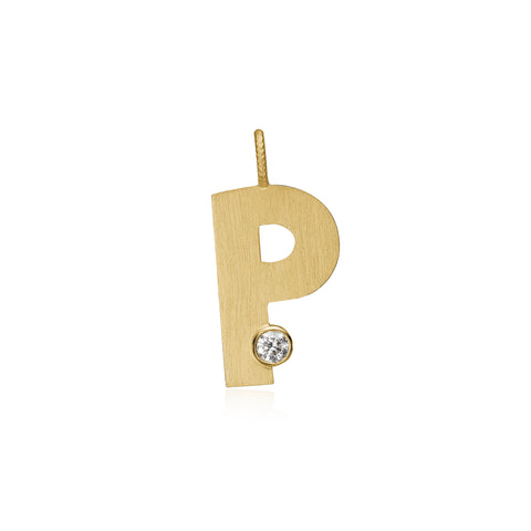 Dulong Letter vedhæng - P, stor guld m. brillant