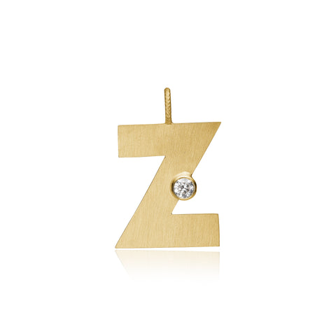 Dulong Letter vedhæng - Z, stor guld m. brillant
