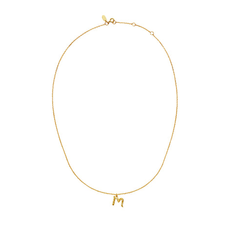 Maanesten Alphabet halskæde "M", Forgyldt sølv