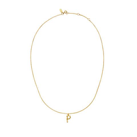 Maanesten Alphabet halskæde "P", Forgyldt sølv