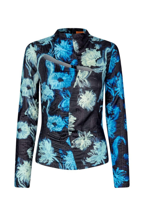 Den smukkeste Clare bluse fra Stine Goya med det fineste blå blomsterprint.