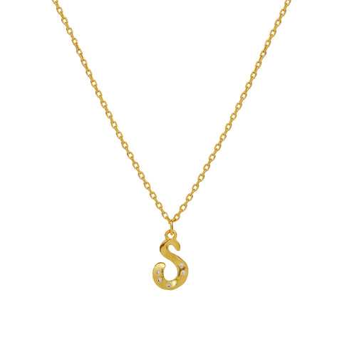 Maanesten Alphabet halskæde "S", Forgyldt sølv