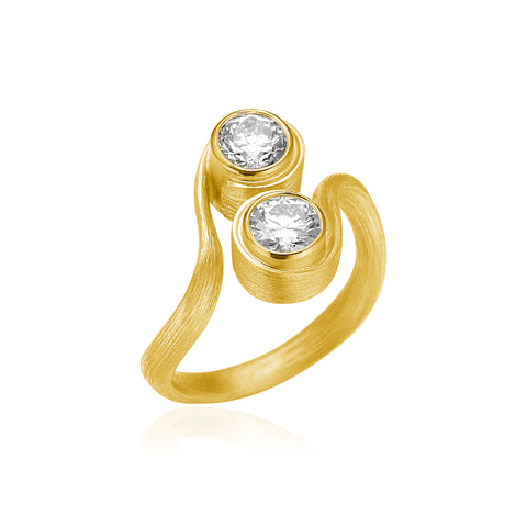 Dulong Vega Duo Solitare ring med 2 brillanter, 18 kt guld