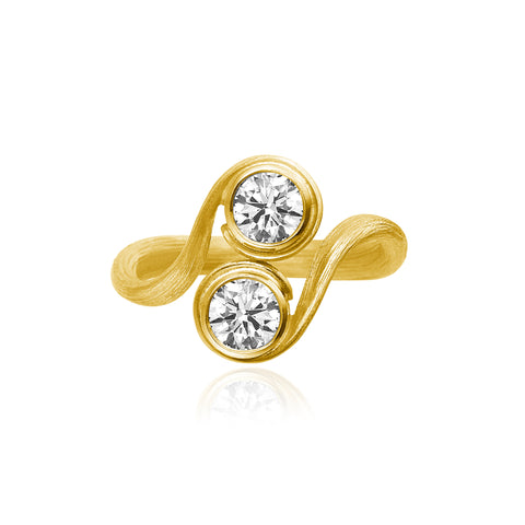 Dulong Vega Duo Solitare ring med 2 brillanter, 18 kt guld