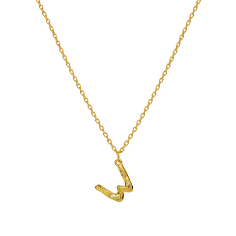 Maanesten Alphabet halskæde "W", Forgyldt sølv