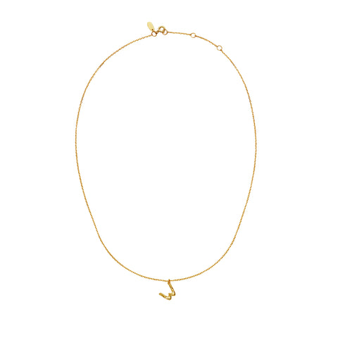 Maanesten Alphabet halskæde "W", Forgyldt sølv