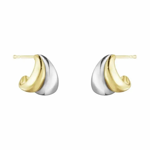 Georg Jensen Curve øreringe, små, 18 kt. guld og sterling sølv