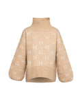 1010120101-468LightBeige-Extra1. Fam short sweater fra Hést light beige melange lange løse ærmer høj hals turtleneck