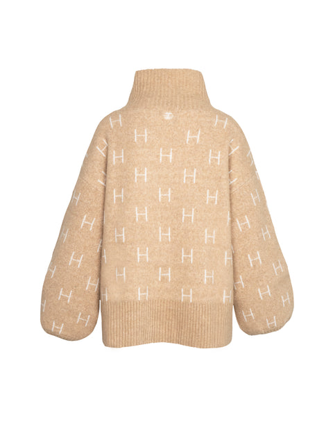 HÈST sweater, FAM Short Sweater, Light beige melange