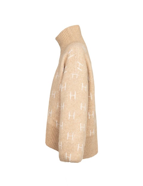 HÈST sweater, FAM Short Sweater, Light beige melange