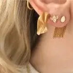 Stine A Dancing Chains Behind Ear-Earring, Forgyldt sølv