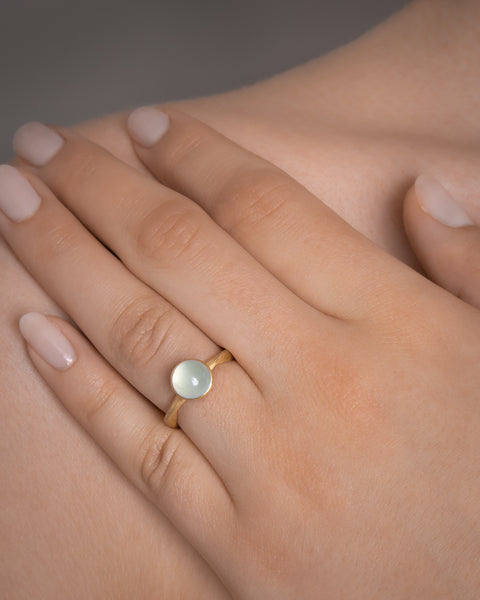 Dulong Vega Ring Pacific Lille 18 kt. guld m. Akvamarin
