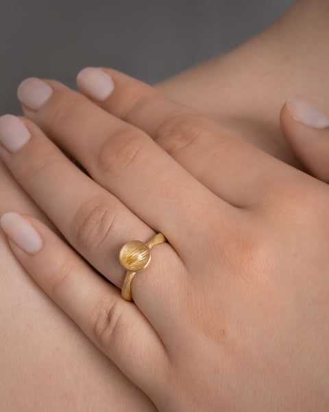 Dulong Vega Ring Pacific Lille 18 kt. guld m. Rutil Quartz