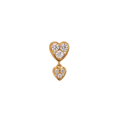 Stine A J'adore Two Petit Hearts ørering, Forgyldt sølv