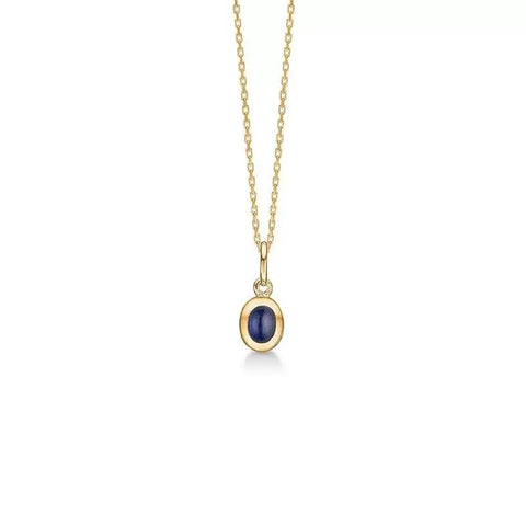 Cabochon Vedhæng - 14 kt. guld m. safir