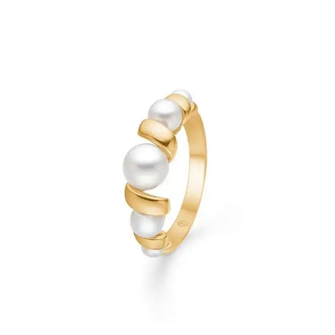 Swirl w. Pearl ring - 14 kt. guld