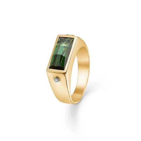 GREEN SECRET ring - 14 kt guld m. grøn turmalin