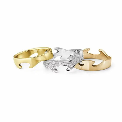 FUSION 3 delt ring m. brillanter - guld/hvid- og rosaguld