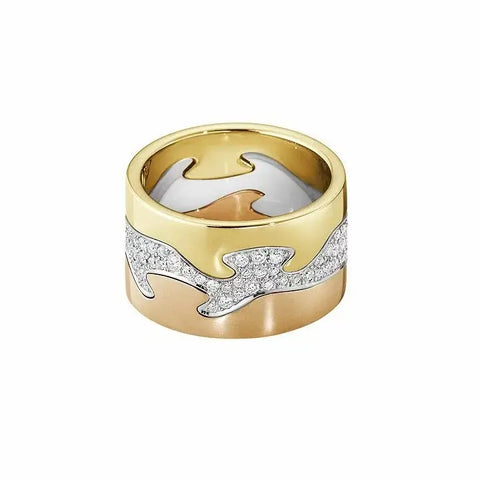 FUSION 3 delt ring m. brillanter - guld/hvid- og rosaguld