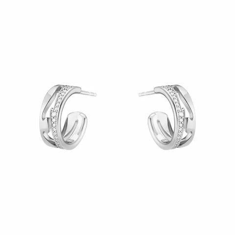 Georg Jensen | 20001150 | FUSION åbne øreringe - 18kt hvidguld m. brillanter