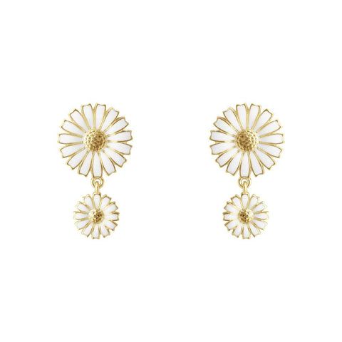 Georg Jensen Daisy dobbelt øreringe, sterlingsølv belagt med 18 kt. guld