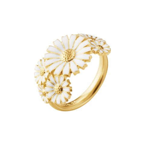 Georg Jensen Daisy ring i lag, sterlingsølv belagt med 18 kt. guld