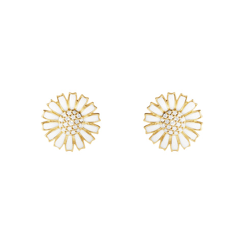 Georg Jensen Daisy ørestikker, sterlingsølv belagt med 18 kt. guld og diamanter