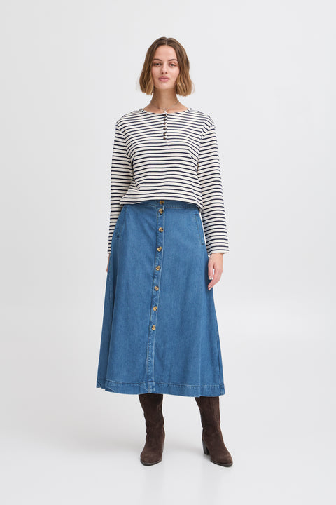 Atelier Réve Irrisle Skirt, Medium Blue Denim