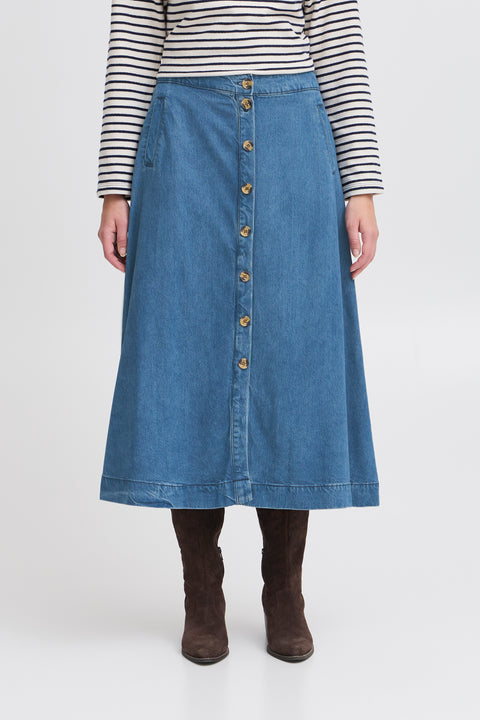 Atelier Réve Irrisle Skirt, Medium Blue Denim