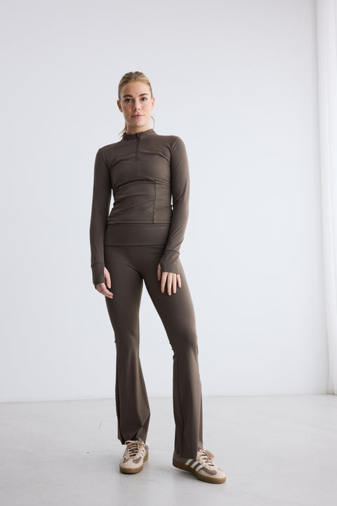 Rethinkit Half Zip - True To Body, Dark brown